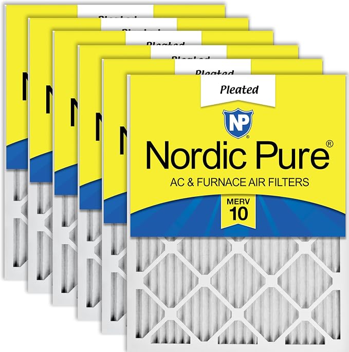 Nordic Pure 14x25x1 Pleated MERV 10 Air Filters 6 Pack by NordicPure