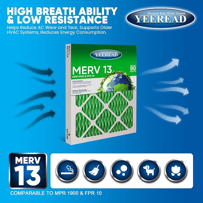14X20x1 MERV 13 Air Filters, Actual Size: 13.70" x 19.70" x 0.75", Pleated - Image 3