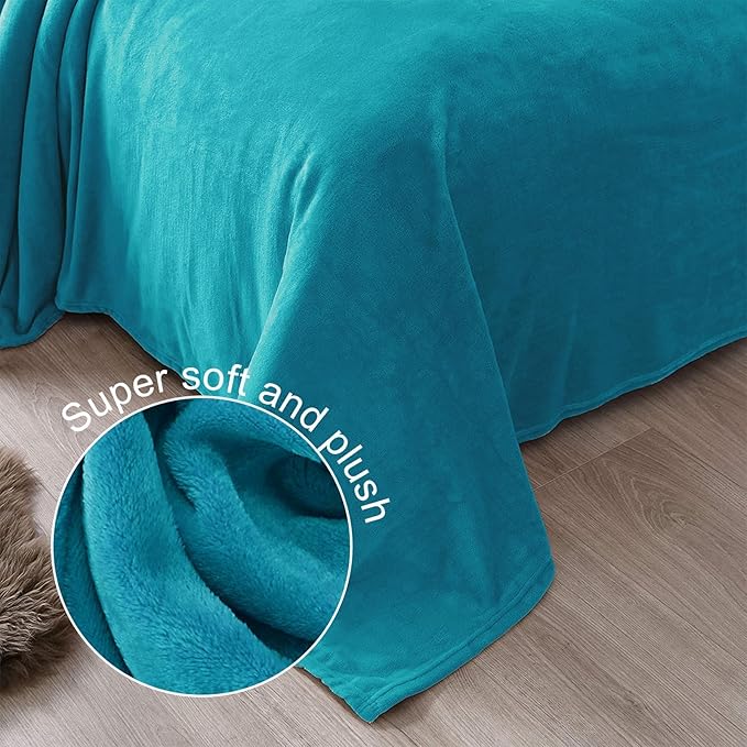 Exclusivo Mezcla Fleece Teal Throw Blanket for Couch, Sofa, Super Soft and Warm Blankets, All Season, Cozy, Plush, Lightweight, 50x60 Inches