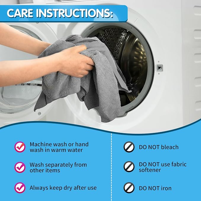 FIXSMITH Grey Microfiber Cleaning Cloth, Reusable Shop Towels, Microfiber Towels - Image 7