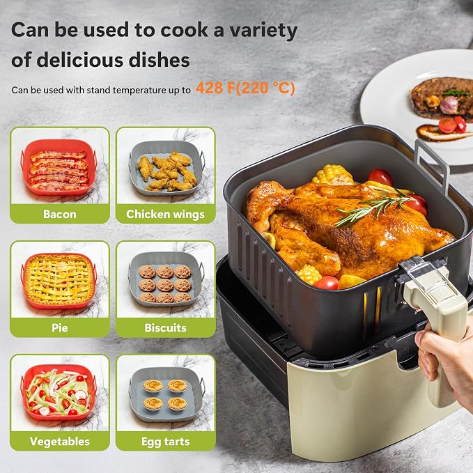 Li&Zhao Silicone Air Fryer Liners Reusable - Image 2