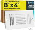 EZ-FLO 8 x 4 Inch Three-Way Ventilation Steel Sidewall/Ceiling Register by EZ-FLO