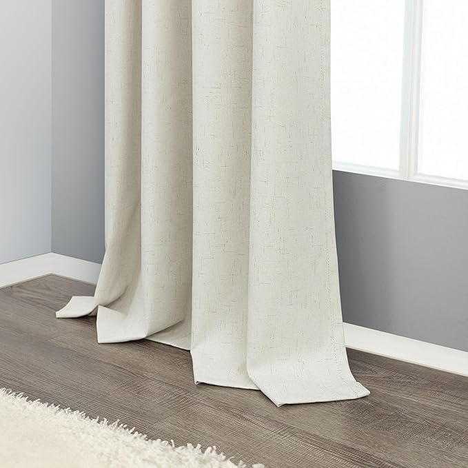 Pitalk Cream Blackout Curtains and Drapes 48 Inch Long Faux Linen Privacy RV Draperies for Small Windows Thermal Insulated Light Blocking Curtain for Kitchen Cafe Basement 52x48 Length Back Tab Pocket