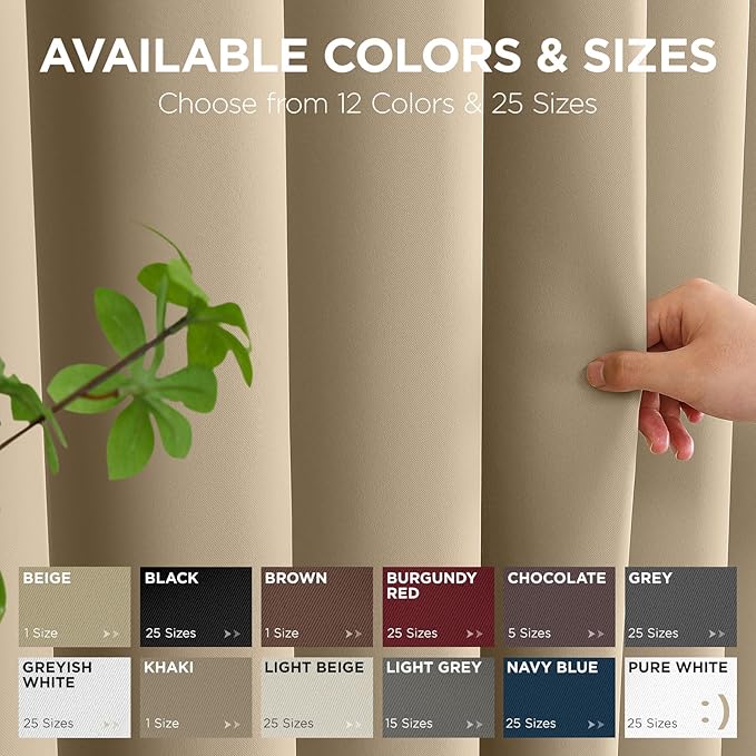 Joydeco Blackout Door Curtain for Doorway Privacy 96 Inches Long, Grommet Closet Curtain for Open Closet, Room Divider for Bedroom Living Room (Light Beige, 52Wx96L, 1 Panel)