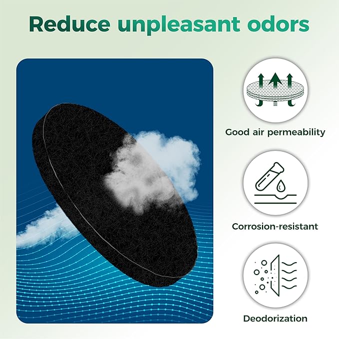 Fiber Cotton Activated Charcoal Compost Filters -7 Pack 7.3 Inch Round Odor - Image 3