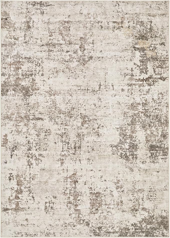 UERMEI 10x14 Area Rug Living Room Rugs - Washable Neutral Modern Abstract Soft Thin Large Rug Indoor Floor No Slip Rug Carpet for Bedroom Under Dining Table Home Office Decor - Dark Brown