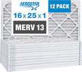Aerostar 16x25x1 MERV 13 Pleated Air Filter, AC Furnace Air Filter, 12 Pack by AirFiltersDelivered
