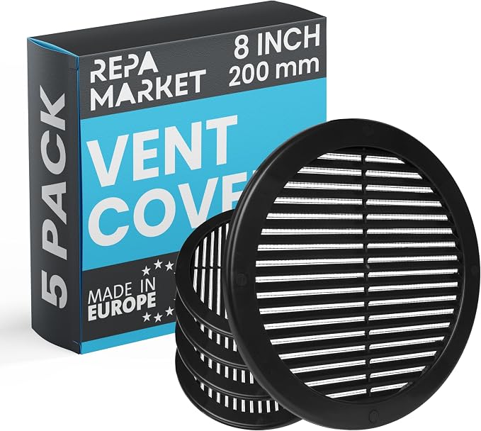 Repa Market 8 Inch Black Round Air Vent Cover by RepaMarket