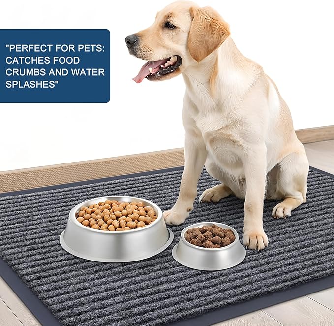 OLANLY Front Door Mat Indoor Outdoor Entrance, 2-Pack 59 x 23 Inch, Waterproof Heavy Duty Doormat, Fade Resistant, Low Profile, Easy Clean Patio Porch Welcome Floor Mats for Entry, Grey