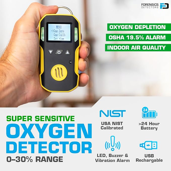 Oxygen Detector by Forensics | USA NIST Calibration & Certificate | Dust & - Image 2