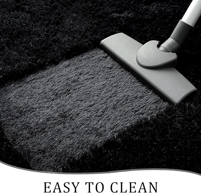 Chicrug Soft Runner Rug for Bedroom Living Room Plush Fluffy Rug 2x8 Feet, Shag Furry Runner Rug Carpet Non Shedding for Nursery Children Kids Girls Room Home Decorative, Black