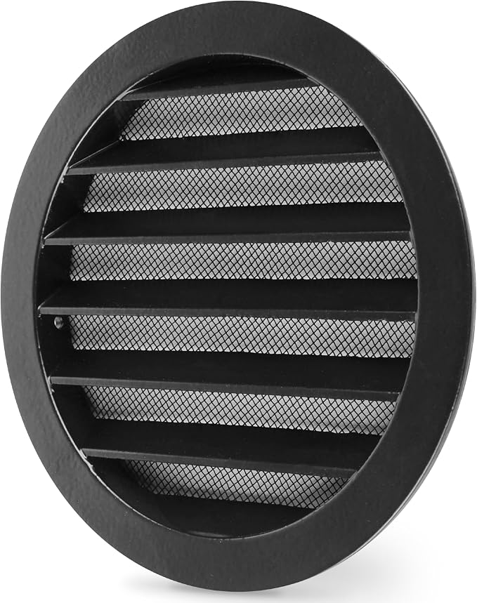 calimaero® WSGB 5" Inch Black Round Metal Air Vent Grill Cover Flat Louver by Calimaero