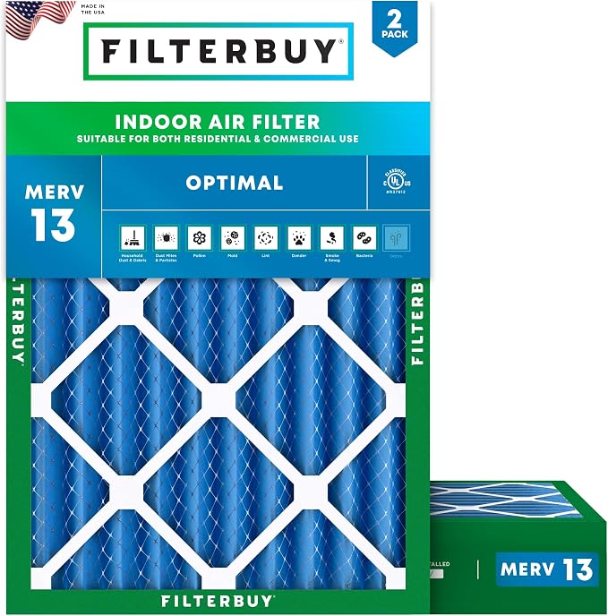 Filterbuy 22x24x4 Air Filter MERV 13 Optimal Smoke & Allergy Defense, by Filterbuy