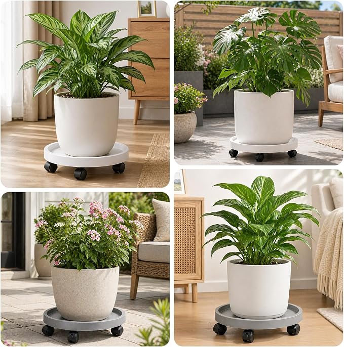 3 Pack Plant Caddy with Wheels Rolling Plant Stand with Wheels 13 Inch Plant - Image 8