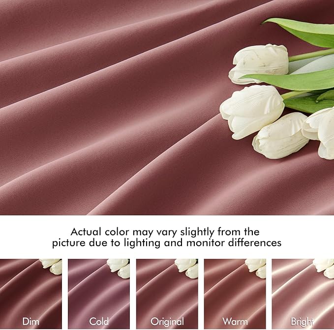 MIULEE Dusty Rose Back Tab Blackout Curtains 120 Inch Long 2 Panels Set for Bedroom, Rod Pocket/Pinch Pleated Extra Long Thermal Insulated Living Room Darkening Light Blocking 10FT Drapes