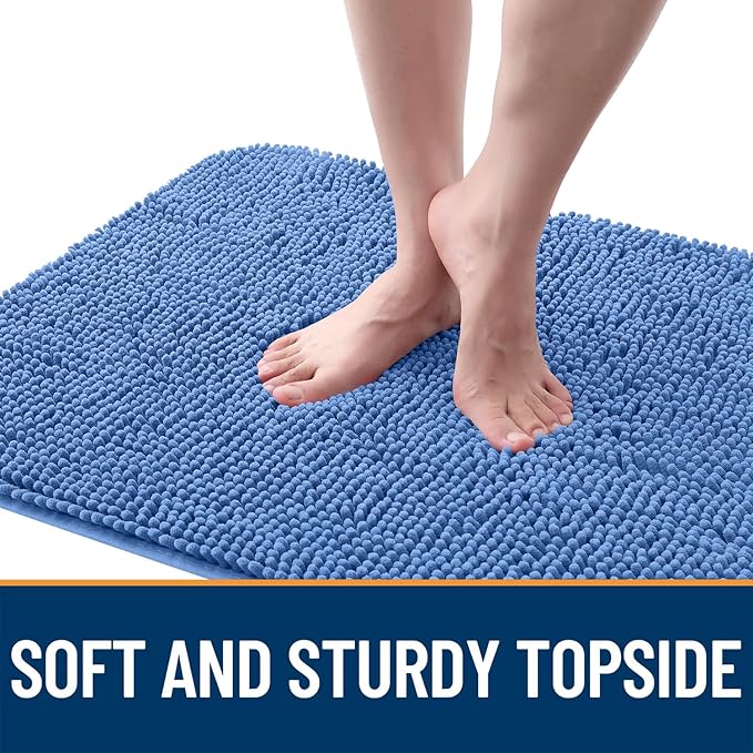 OLANLY Dog Door Mat for Muddy Paws 59x20, Absorbs Moisture and Dirt, Absorbent Non-Slip Washable Doormat, Quick Dry Chenille Mud Mat, Entry Indoor Entryway Carpet for Inside Floor, Cornflower Blue