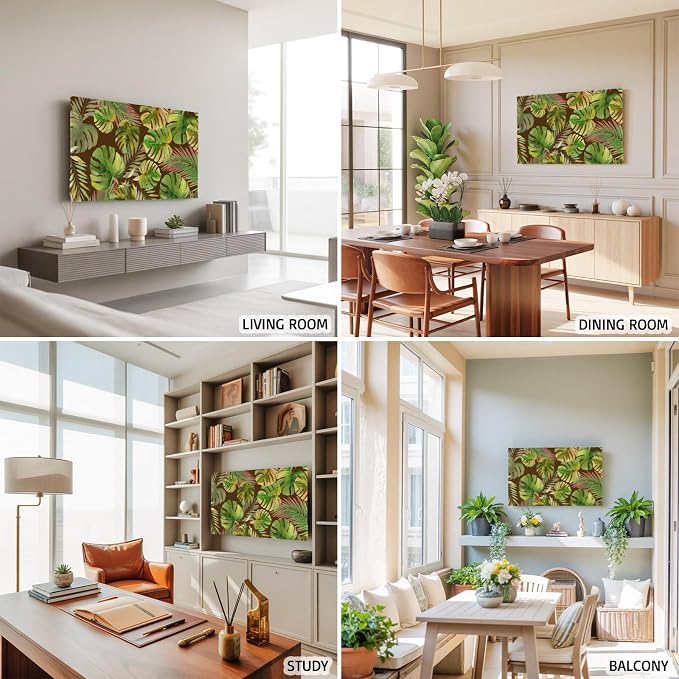 Abstract Olive Monstera Tropical Leaves Indoor TV Cover, Elastic TV Screen - Image 5
