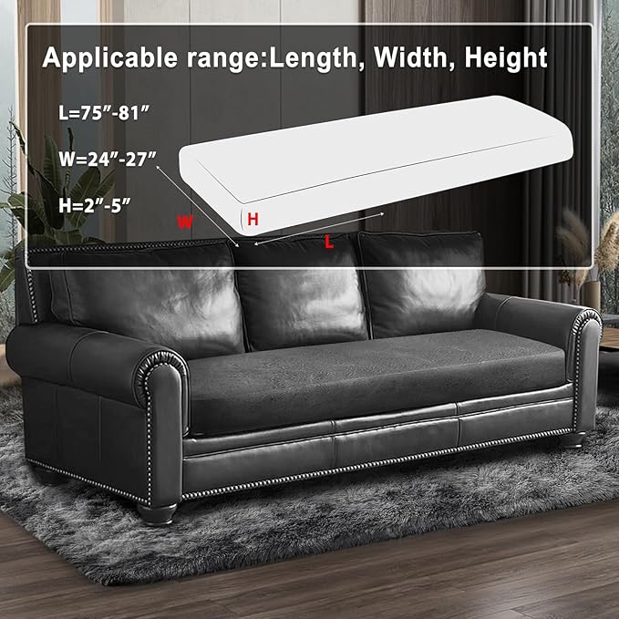 Leather Look Couch Cushion Covers Sofa Seat Slipcovers Sets Couches Furniture Protector for Sectional Armchair Loveseat Pets Kids Stretch Spandex Fabric (1 Cushion XL Sofa, Light Grey)