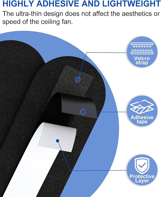 Universal Ceiling Fan Filters for Blades, Activated Carbon Fan Air Purifier Pads - Image 5