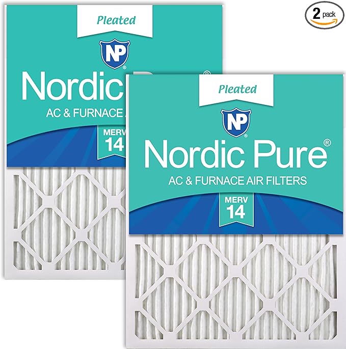 Nordic Pure 20x24x1 Pleated MERV 14 Air Filters 2 Pack by NordicPure