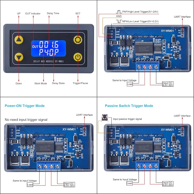 Icstation 12V Timer Relay with MOS Voltage Output Cycle Timer LCD Display 10A - Image 3