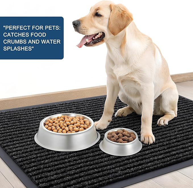 OLANLY Front Door Mat Indoor Outdoor Entrance, Waterproof Heavy Duty Doormat, Fade Resistant, Low Profile, Easy Clean Patio Porch Welcome Floor Mats for Entry, 59x20, Off-Black
