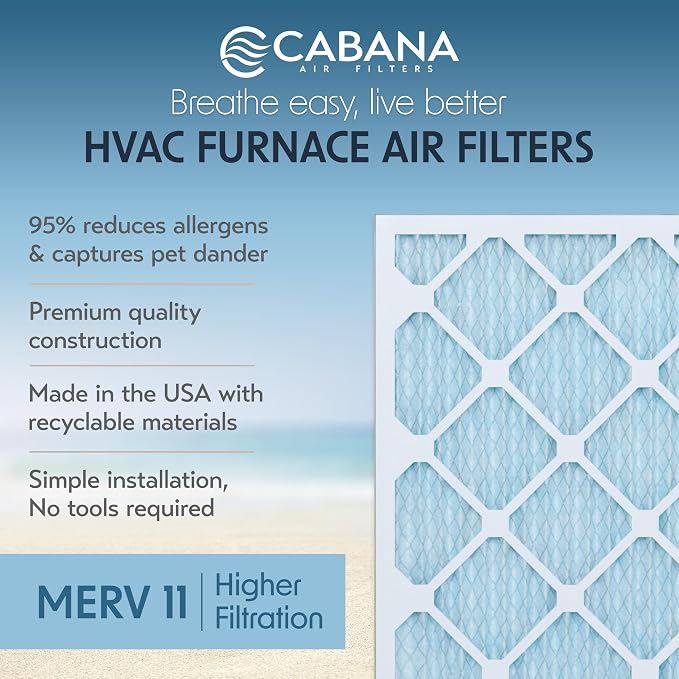 Cabana Filters 6-Pack 16x25x1 MERV 11 AC Furnace Air Filter - Image 2