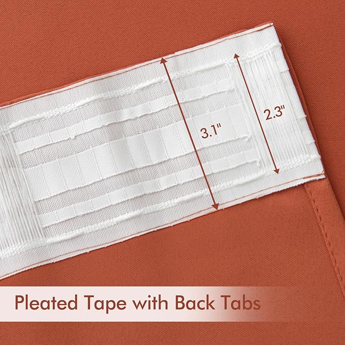 MIULEE Back Tab Burnt Orange Blackout Curtains 84 Inch Length 2 Panels Set for Living Room Bedroom, Fall Terracotta Rod Pocket/Pinch Pleated Thermal Insulated Room Darkening Light Blocking Curtains