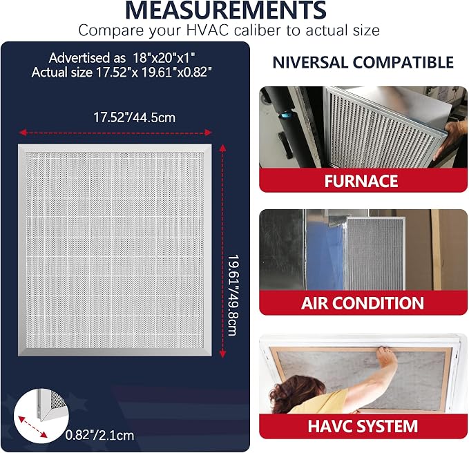 18x20x1 Electrostatic Air Filter, MERV 8 Reusable Aluminum AC/HVAC Furnace - Image 5