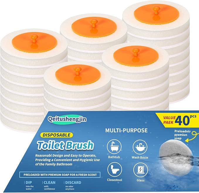 Pack of 40 Disposable Toilet Brush Refills, Designed Exclusively by Unknown