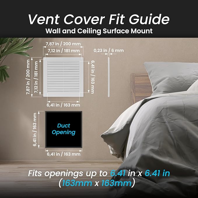 Repa Market 8 x 8 Inch White Square Air Vent Cover - Image 2