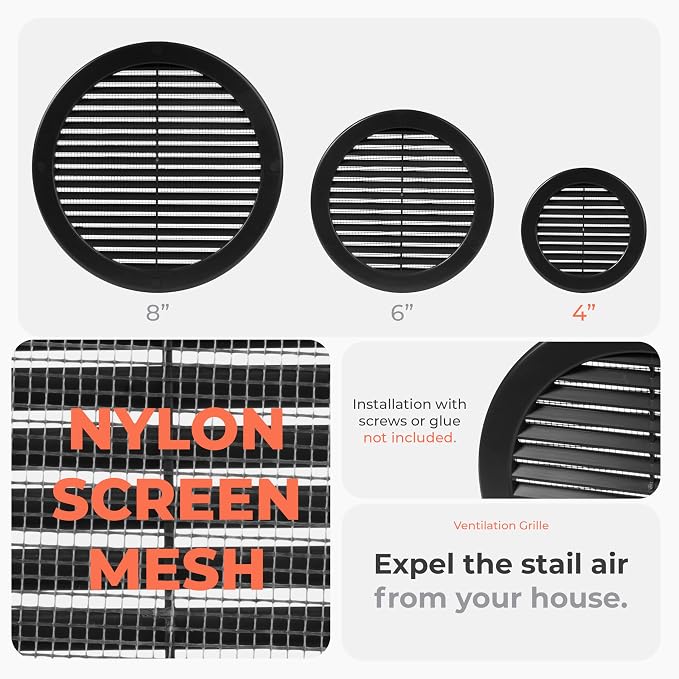2-Pack 4" Round Air Vent Cover – Black Plastic Soffit Air Vent Deflector - Image 3