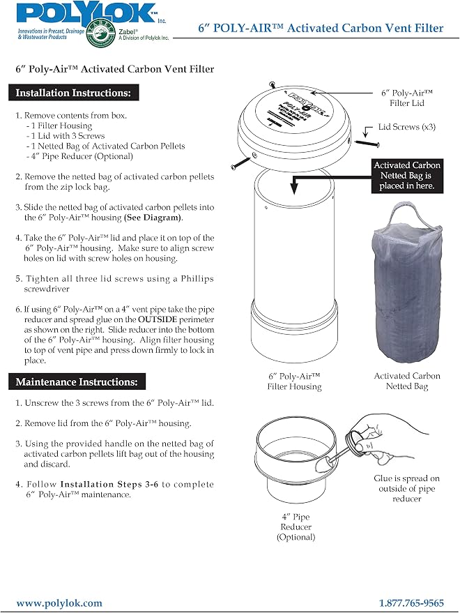 Polylok 6" Poly-Air™ Activated Carbon Vent Filter - Image 3