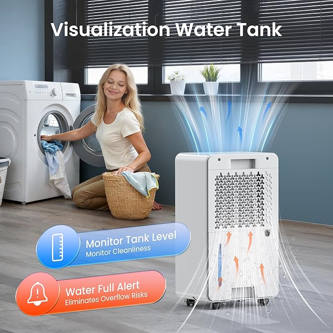 CHIVALZ 25 Pints Dehumidifier for Basement up to 1500 Sq.Ft, Dehumidifier for - Image 7