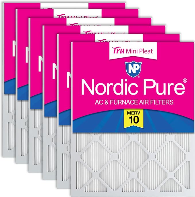 Nordic Pure 20x30x1 Tru Mini Pleat MERV 10 AC Furnace Air Filters 6 Pack | by NordicPure