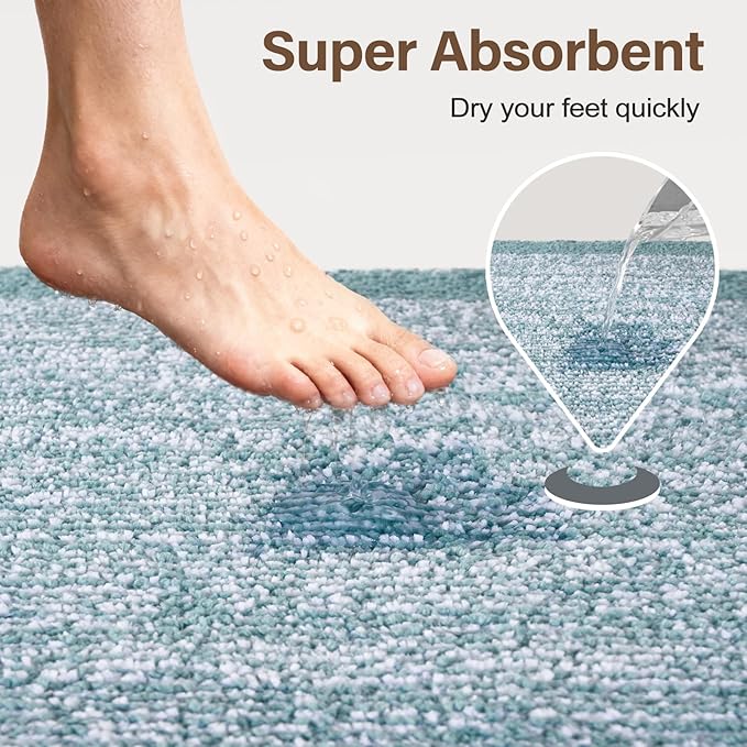 36x24 Large Bathroom Rugs Washable Non Slip, Dusty Blue Bath Mat for Bathroom Floor Tub, Soft Absorbent Quick Dry Mats for Shower, Bathtub,Home Decor
