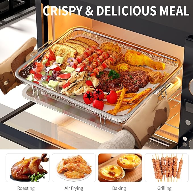 Air Fryer Basket for Oven, OPENICE 15.3" x 11.0" Large Air Fryer Tray and Pan - Image 5