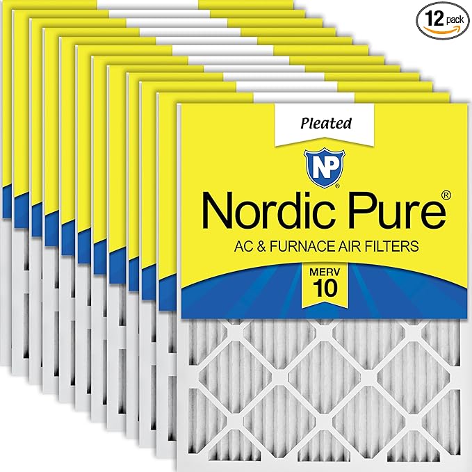 Nordic Pure 20x24x1 Pleated MERV 10 Air Filters 12 Pack by NordicPure