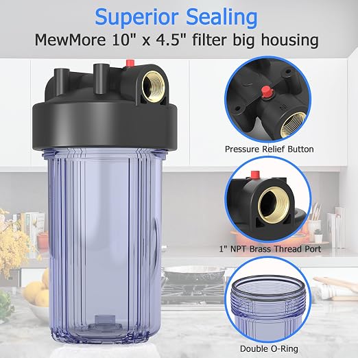 WHT10 Whole House Water Filter Housing, Fit 10"x4.5" Sediment etc Filters - Image 2