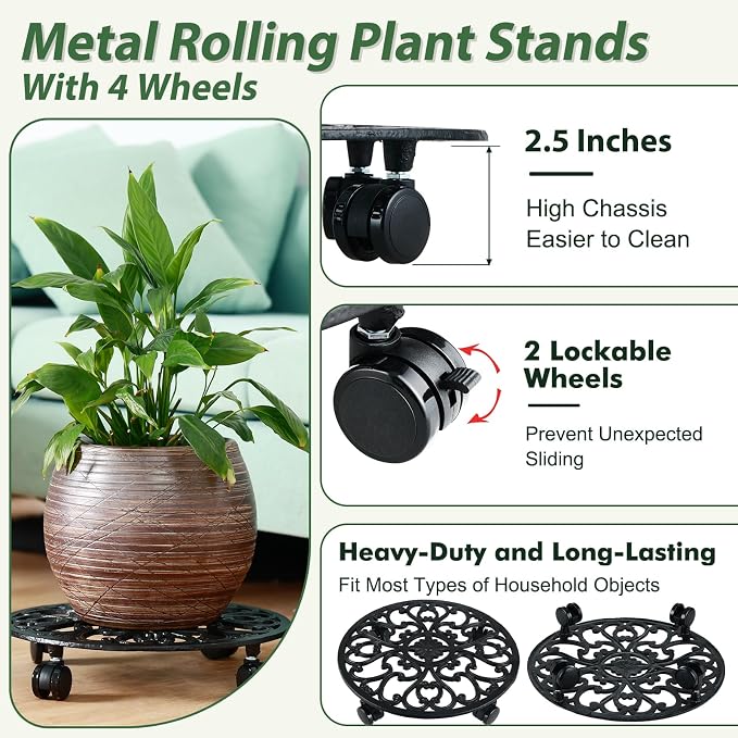 14 Inch Rolling Plant Stand - Image 3