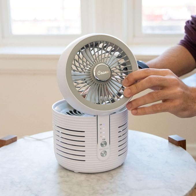 Crane 2-in-1 Air Purifier and Desk Fan, Fan and Air Purifier Combo, Night Stand - Image 8