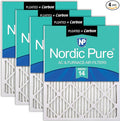 Nordic Pure 14x14x1 Pleated MERV 14 Plus Carbon Air Filters 4 Pack | Actual by NordicPure