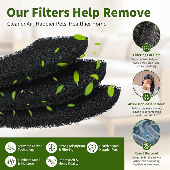 8 Pack 0.5" Thickened Activated Carbon Filters Compatible - Image 2