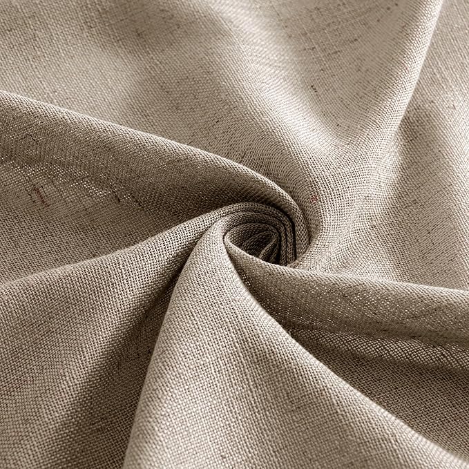 MIULEE Taupe Grey Linen Curtains 63 Inch Length 2 Panels for Bedroom Living Room, Soft Linen Textured Window Drapes Semi Sheer Light Filtering Back Tab Rod Pocket Farmhouse Modern Burlap Look Decor