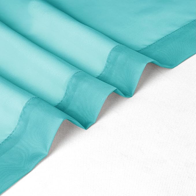 Chyhomenyc Sheer Valances for Windows 2 Pack, Small Window Curtains for Living Room Bathroom Cafe Laundry Basement, Modern Top Dual Rod Pocket Voile Curtain, 42W x 18L inches, Turquoise