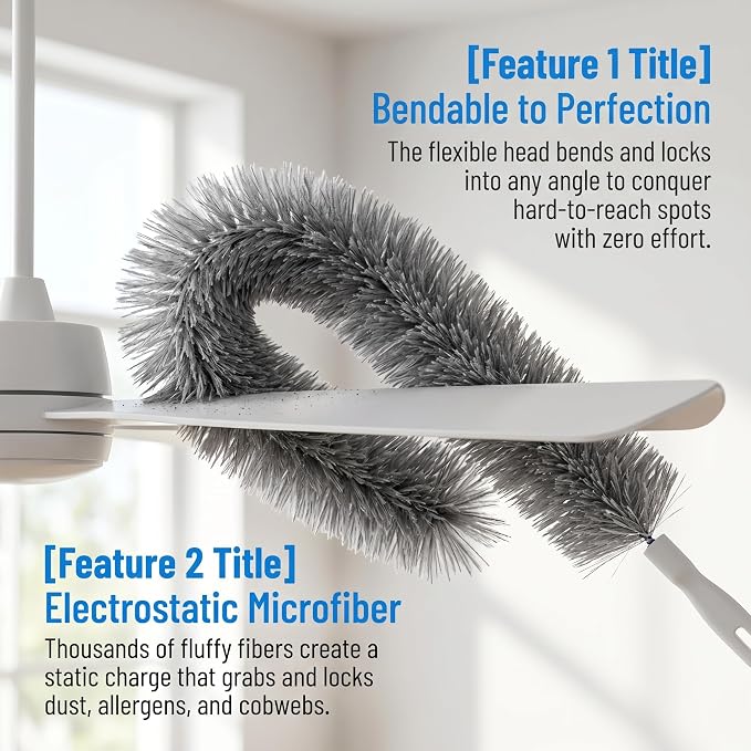 2026 Flexible Microfiber Fan Duster, Bendable Crevice Brush - Image 6
