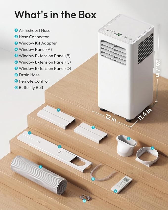 EUHOMY 12, 000 BTU Portable Air Conditioners, 5-in-1 Portable AC Unit - Image 8