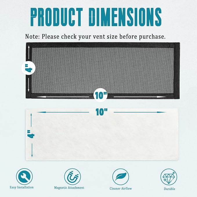 8 Pack Magnetic Vent Screen Mesh Covers 4x10 inch & 8 Pack Air Vent Filters - Image 4