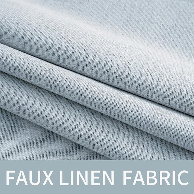 MIULEE Linen Textured Curtains for Bedroom Solid 100% Blackout Thermal Insulated Chambray Blue Grommet Room Darkening Curtains & Drapes Luxury Decor for Living Room Nursery 52 x 54 Inch (2 Panels)