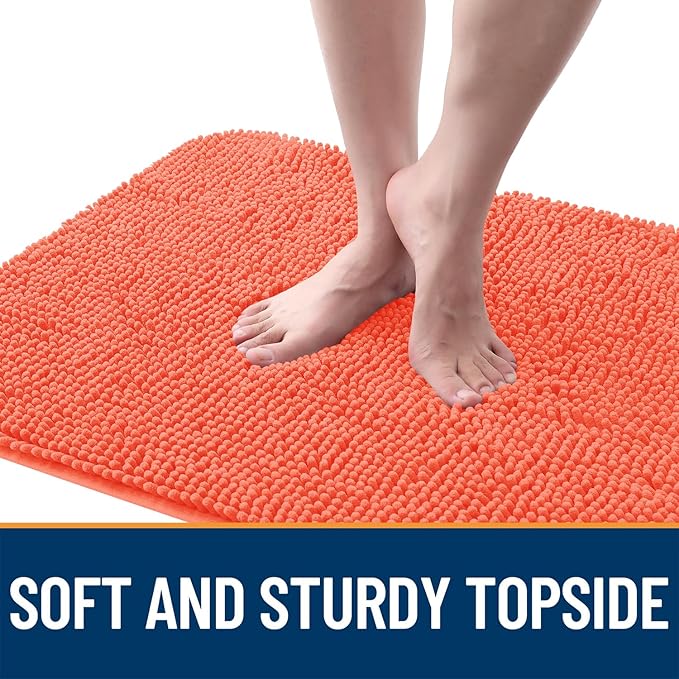 OLANLY Dog Door Mat for Muddy Paws 54x24, Absorbs Moisture and Dirt, Absorbent Non-Slip Washable Doormat, Quick Dry Chenille Mud Mat for Dogs, Entry Indoor Entryway Carpet for Inside Floor, Coral